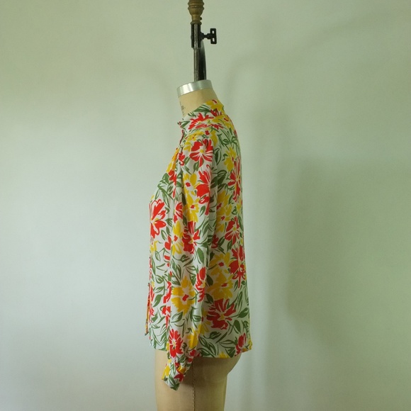 vintage floral blouse | vintage sheer floral top - Picture 6 of 13